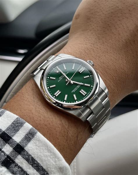 rolex oyster perpetual 41 green review|Rolex Oyster Perpetual 41mm black.